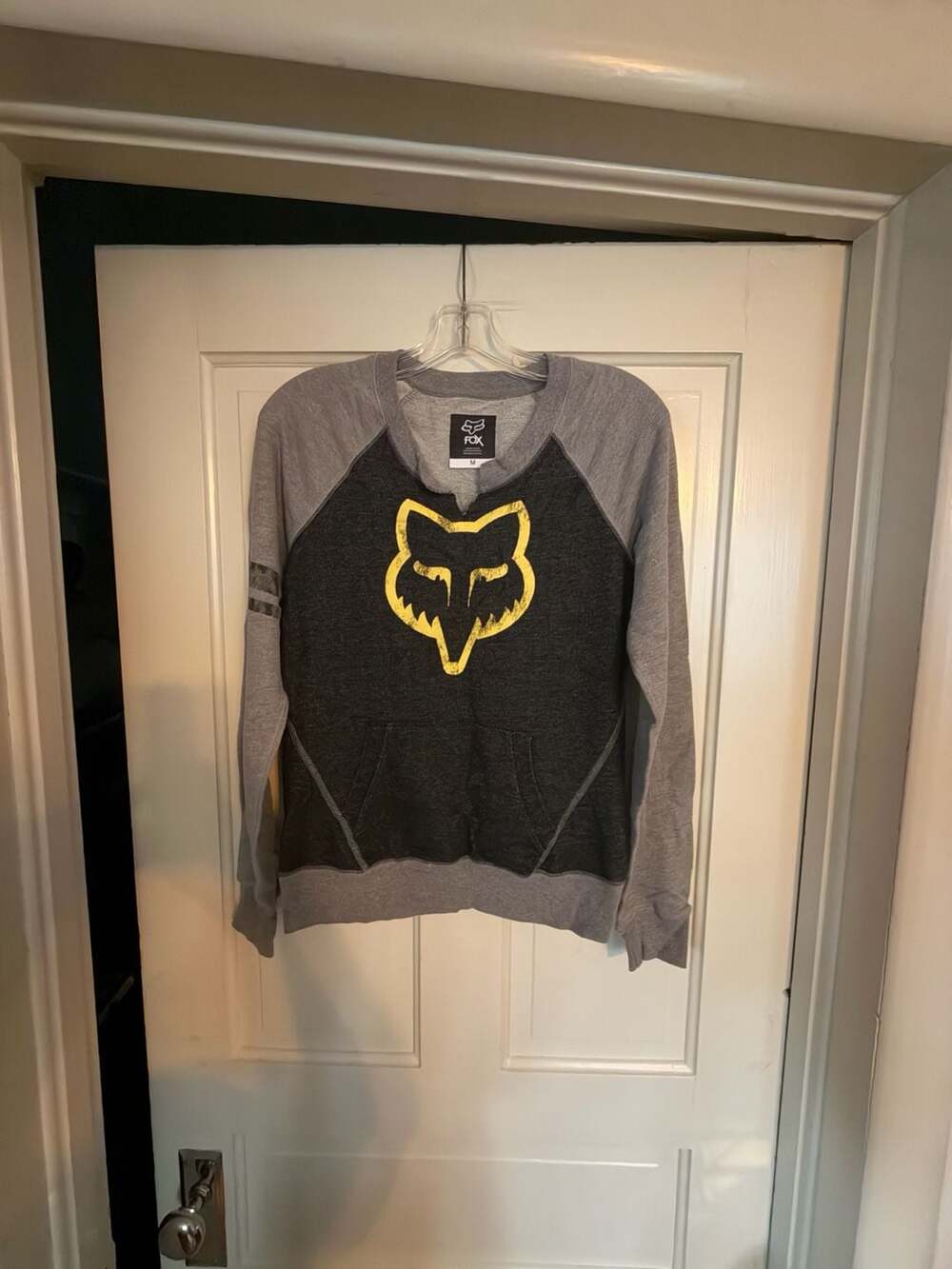 Fox Racing Women's Moto-X Raglan Crewneck Sweatshirt Gray and Black